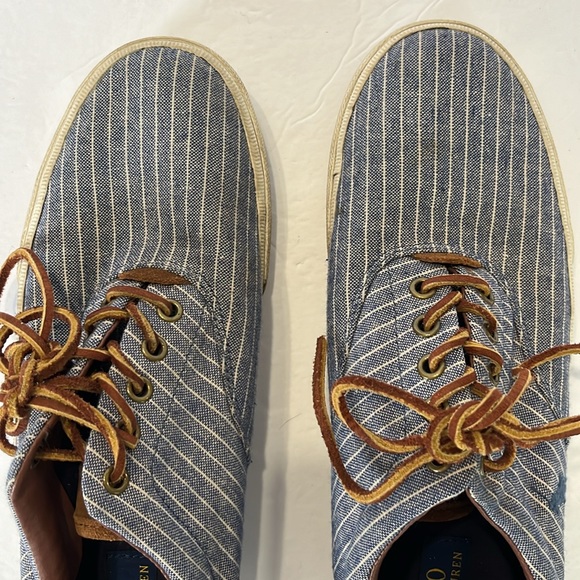 Polo Ralph Lauren Striped Canvas and Suede sneakers Size 10 - Picture 7 of 10